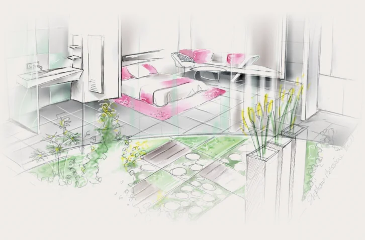 Croquis d’aménagement intérieur sur mesure par BOISSIERE & GAULAY